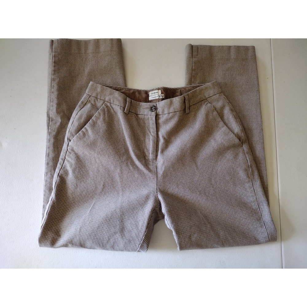 L.L.Bean Classic Fit‎ Women's Houndstooth Cotton Blend Pants Size 8